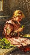 Giacinto Diano Girl cleaining lettuce Sweden oil painting artist